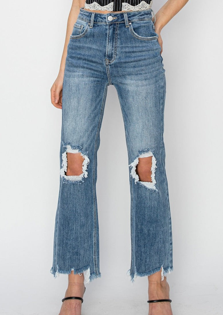 RISEN Straight Crop Jeans