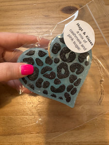 Valentine's Leopard Heart Car Freshie - HUGS & KISSES