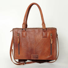 Load image into Gallery viewer, Brown leather handbag with braided design on a white background