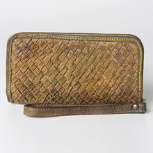 Load image into Gallery viewer, Never Mind Heritage Weave Leather Wristlet Wallet Olive Patina