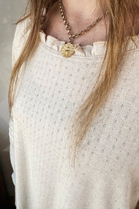 Prairie Dust Crochet Sleeve Knit Top