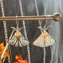 Load image into Gallery viewer, Wild Lupine Folkcraft - Luna Moth - Stained Glass Resin Earrings