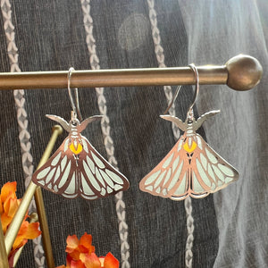 Wild Lupine Folkcraft - Luna Moth - Stained Glass Resin Earrings