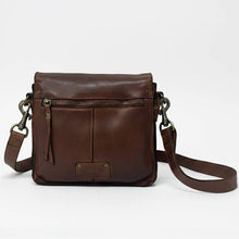 Load image into Gallery viewer, Brown leather crossbody bag on a white background