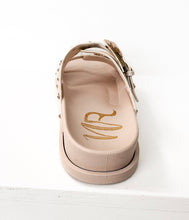 Load image into Gallery viewer, Beige sandal with 'VR' logo on a white background