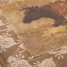 Load image into Gallery viewer, Vintage-style illustration of a bear on a textured surface with floral patterns