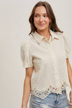 Load image into Gallery viewer, Eloise Eyelet Lace Bubble Sleeve Blouse