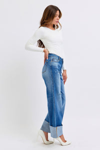 JUDY BLUE Retro Wide Leg Cuff Jean