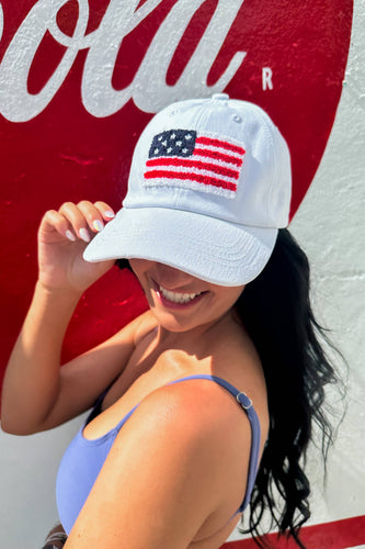 Chenille USA Flag Patch Ball Cap