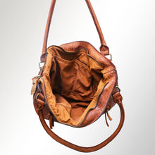 Load image into Gallery viewer, Brown leather handbag on a light gray background