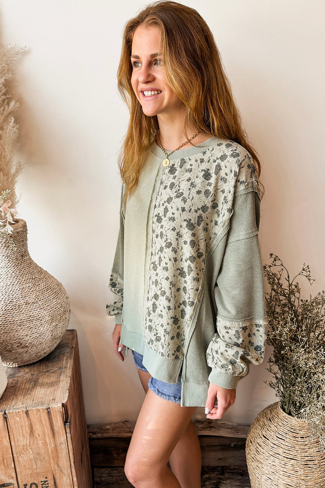 Willow Sage Patchwork Pullover