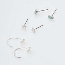 Load image into Gallery viewer, Set of silver earrings on a white background