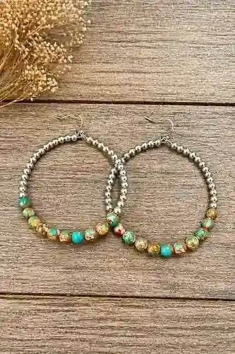 Desert Mosaic Beaded Hoop Earrings