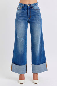 JUDY BLUE Retro Wide Leg Cuff Jean