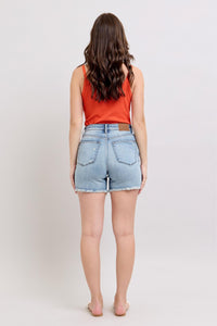 JUDY BLUE Frayed Hem Distressed Shorts