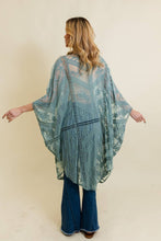 Load image into Gallery viewer, Leto Accessories - Embroidered Mesh Leaf Botanical Kimono: Sage