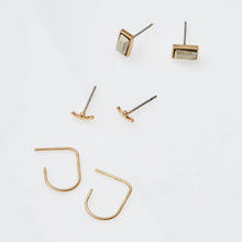 Load image into Gallery viewer, Set of gold earrings on a white background
