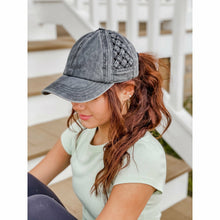 Load image into Gallery viewer, C.C Beanie - Basket Woven Criss-Cross High Ponytail CC Ball Cap Grey Camo