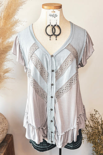 Bluebell Lace Trim Ruffle Top