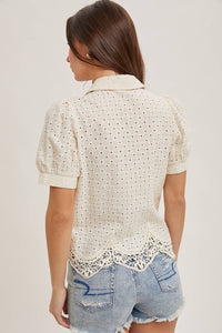 Eloise Eyelet Lace Bubble Sleeve Blouse