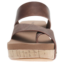 Load image into Gallery viewer, Brown sandal with cork platform on a white background