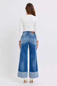 JUDY BLUE Retro Wide Leg Cuff Jean