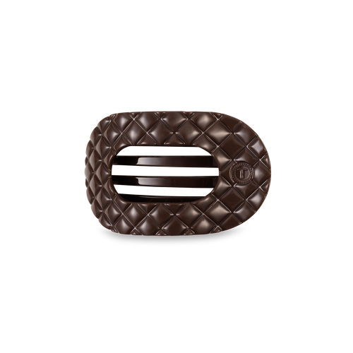 TELETIES - Flat Round Hair Clip | Small | Truly Taupe Quilted