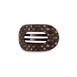 TELETIES - Flat Round Hair Clip | Small | Truly Taupe Quilted