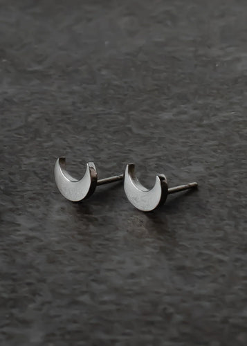 Half Moon Stud Earrings Silver