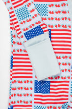 Load image into Gallery viewer, Product packaging with a colorful pattern featuring American flags and hearts on a white background.