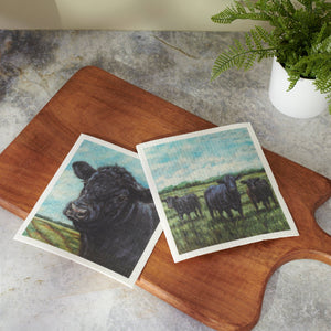 Primitives by Kathy - Angus Cows Swedish Dishcloth Set