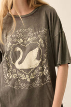 Load image into Gallery viewer, Ornate Swan Vintage-Wash Oversize Graphic Tee