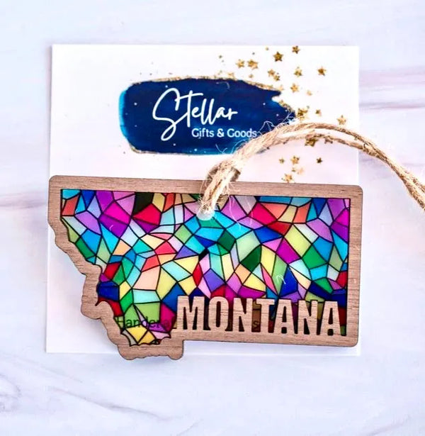 Stained Glass State Holiday Ornaments - Montana