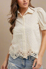 Load image into Gallery viewer, Eloise Eyelet Lace Bubble Sleeve Blouse