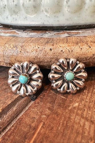 Concho Earrings w/Kingman Turquoise