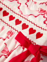 Load image into Gallery viewer, Smocked Valentine Girls Dress