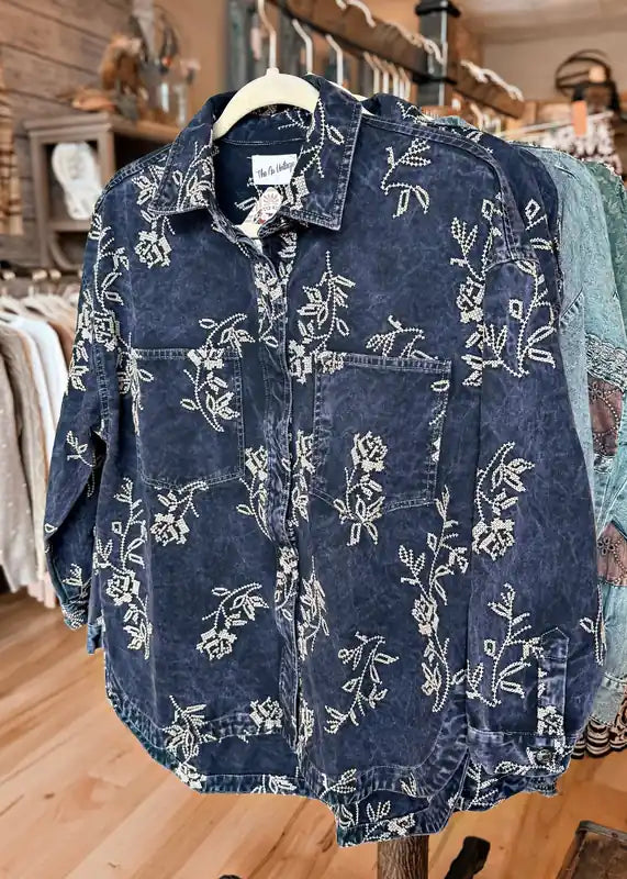 Midnight Bloom Embroidered Top 