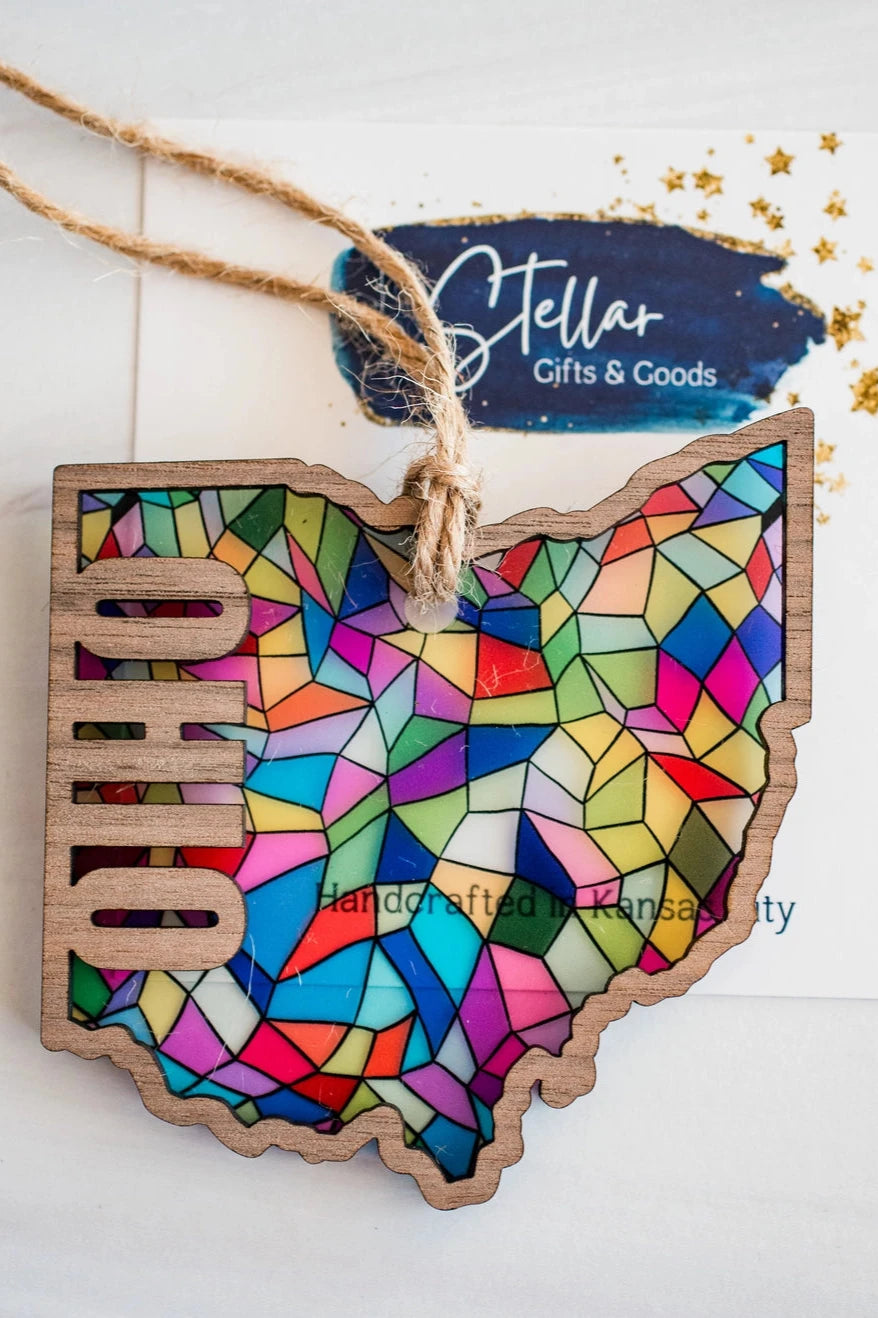 Stained Glass State Holiday Ornaments - Ohio