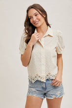 Load image into Gallery viewer, Eloise Eyelet Lace Bubble Sleeve Blouse
