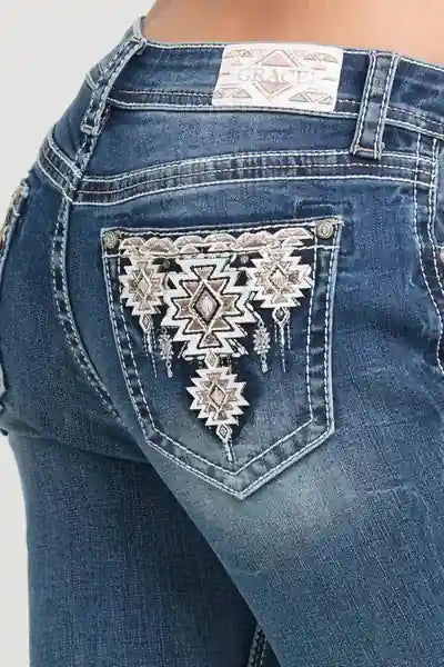 Grace in LA - Aztec  Modify Mid Rise Boot Cut