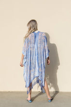Load image into Gallery viewer, Leto Accessories - Western Velvet Mesh Tapestry Tassel Kimono: Blue