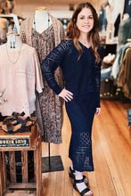 Load image into Gallery viewer, Marbella Open-Knit Midi Skirt – Midnight Navy