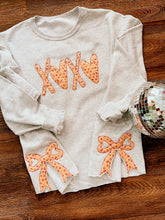 Load image into Gallery viewer, XOXO Bows Patchwork Sweatshirt PRE ORDER