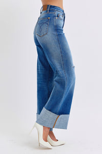 JUDY BLUE Retro Wide Leg Cuff Jean