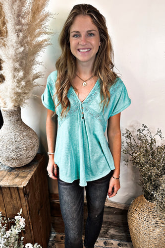 Sierra Lace Henley Tee