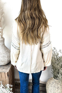 Prairie Dust Crochet Sleeve Knit Top
