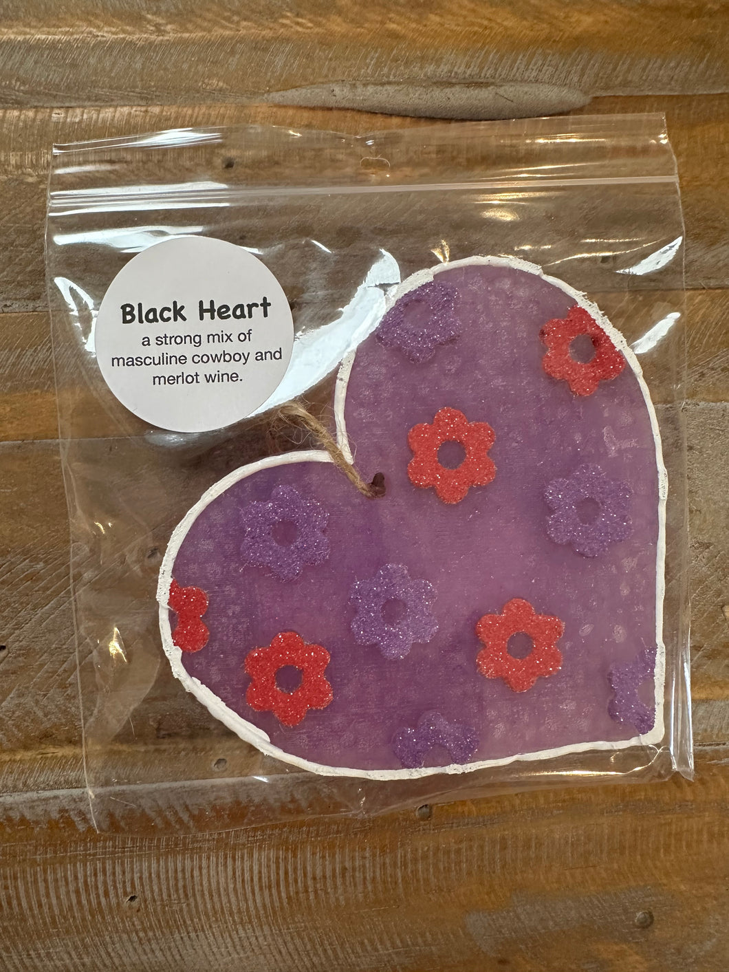 Flower Heart Car Freshie - BLACK HEART
