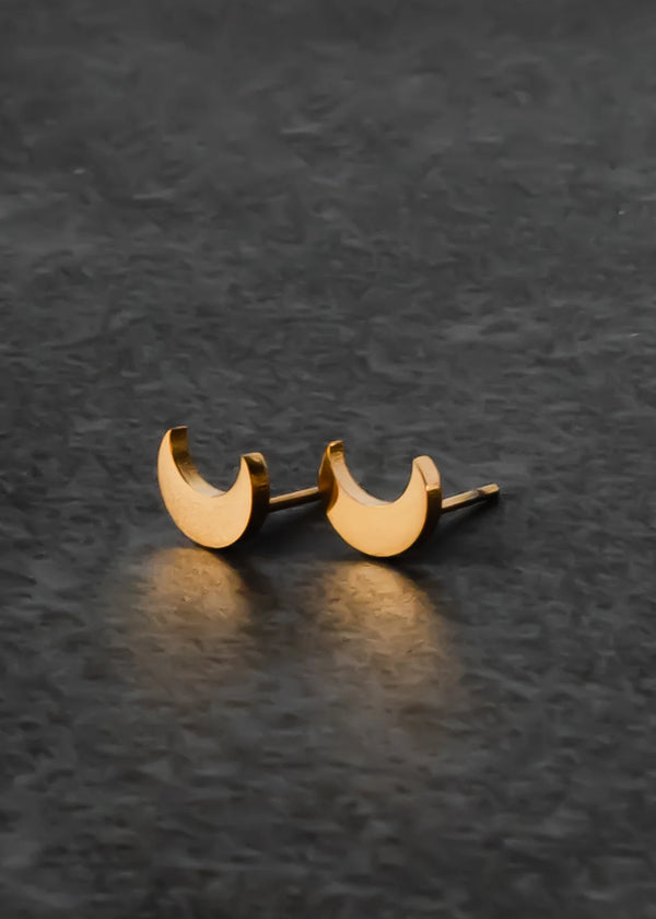 Half Moon Stud Earrings Gold
