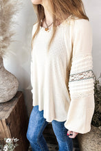 Load image into Gallery viewer, Prairie Dust Crochet Sleeve Knit Top