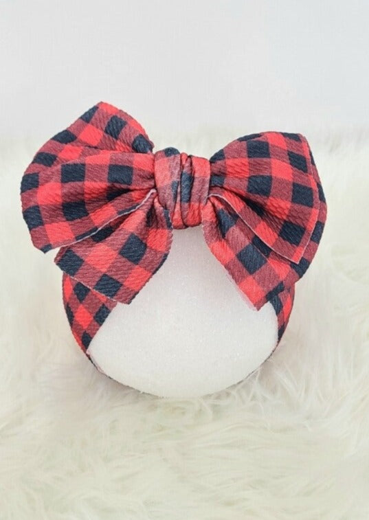 Red Plaid Waffle Headband